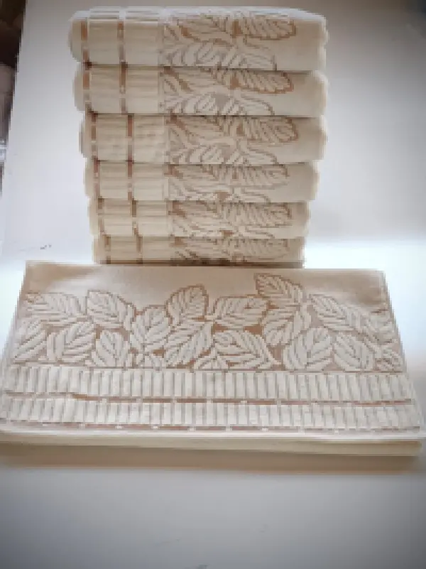 Yaprak Kadife Desen El Yüz Havlusu 6'Lı 