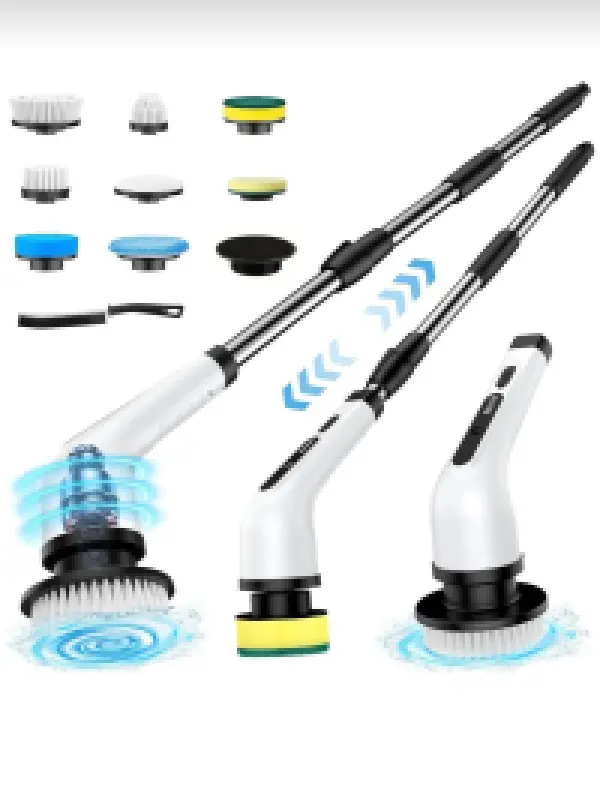 Akülü temizleme, elektrikli banyo temizleme fırçası, (8 değiştirilebilir matkap başlığı)