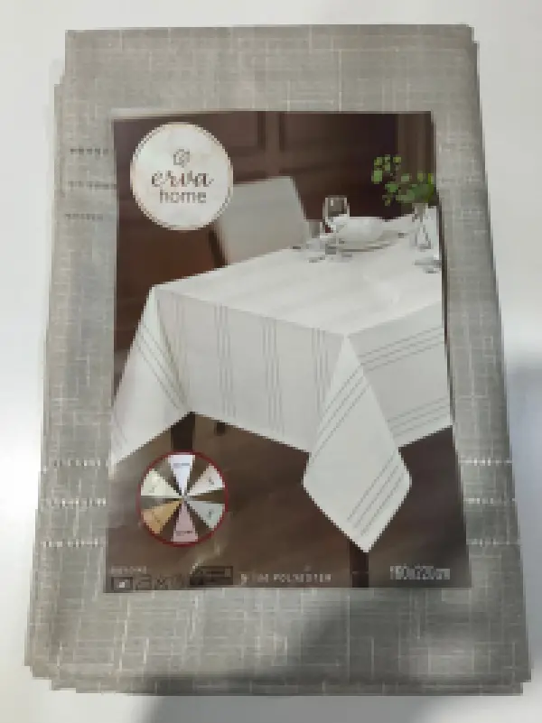 Gardenya Ekru Antika Desenli Masa Örtüsü 160X220 cm ( TAŞ RENGİ ) 