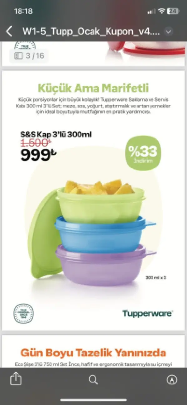 Tupperware şeker 3 lü