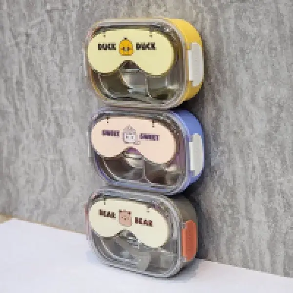 Paslanmaz Çelik ( 3'bölmeli ) Kaşıklı Yemek Taşıma Kabı (DHZ90125)