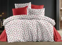 TEK KİŞİLİK RANFORCE NEVRESİM TAKIMI ( LASTİKLİ ÇARŞAF ) KALPLİ