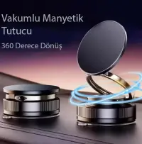 Vakumlu Lüks Manyetik Vantuz Telefon Standı 360° derece ( Süper Vantuz Özellikli ) (Demir Mekanizma) 