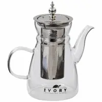 İvory Süzgeçli Borosilikat Cam demlik 600 ml