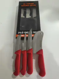 LÜX SÜRMENE BIÇAĞI EL YAPIMI 4*LÜ SET (KIRMIZI)