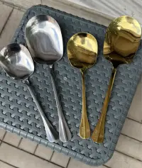 2li Paslanmaz ( GOLD RENK ) Servis Kaşığı 25 cm. ve 21cm