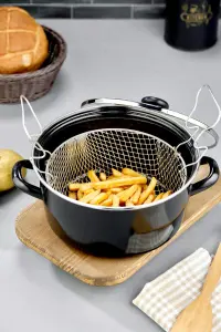  Emaye Kızartma Tenceresi 22 cm 3 Parça