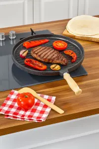 ZENA 36 cm ÇİFT TARAFLI ÖZEL GRANİT KAPLAMA IZGARA GÖZLEME TAVASI