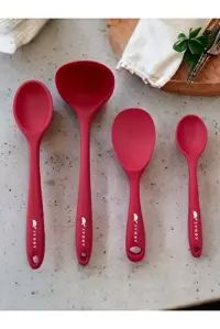 İvory Silikon 4 lü Set (Kepçe-Pilav-Derin-Mini) kırmızı