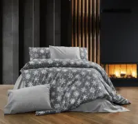 TEK KİŞİLİK RANFORCE NEVRESİM TAKIMI ( LASTİKLİ ÇARŞAF ) KAR TANESİ