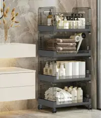 Banyo Mutfak Organizer Raf 4 Katlı ANTRASİT