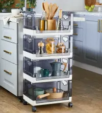 Banyo Mutfak Organizer Raf 4 Katlı BEYAZ