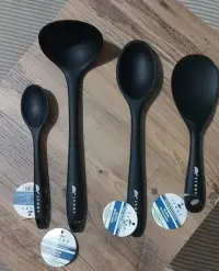 İvory Silikon 4 lü Set siyah (Kepçe-Pilav-Derin-Mini) 