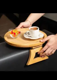 Yuvarlak Bambu Koltuk Tepsisi 25 cm