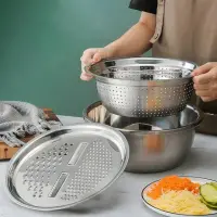 İvory Çok Fonksiyonlu Çelik Rende Süzgeç ve Yoğurma Kabı 3 lü Set ( IVO-SZG409 ) 