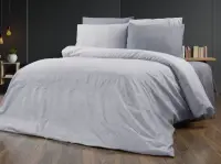 TEK KİŞİLİK RANFORCE NEVRESİM TAKIMI ( LASTİKLİ ÇARŞAF ) GRİ PUANTİYELİ