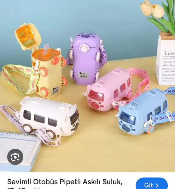  sevimli otobüs pipetli suluk sarı