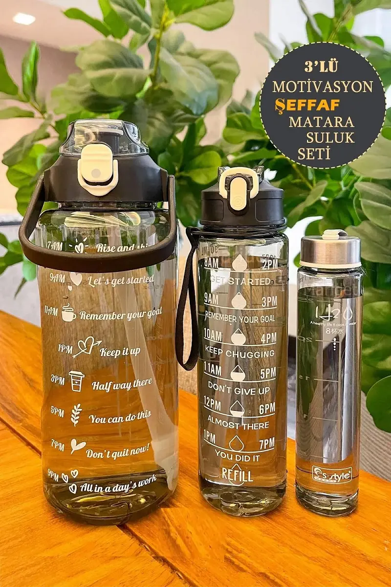 Şeffaf Matara 3 lü Siyah