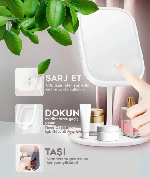 Led Işıklı Makyaj Aynası KARE BEYAZ (741-747)