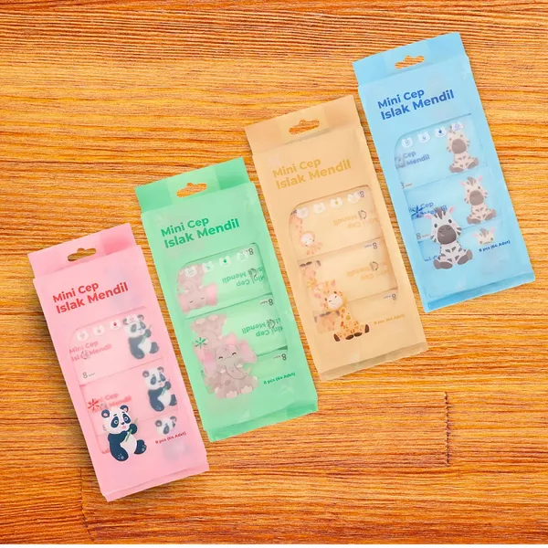 Mini Cep Islak Mendil 8 Li Paket ( PEMBE )