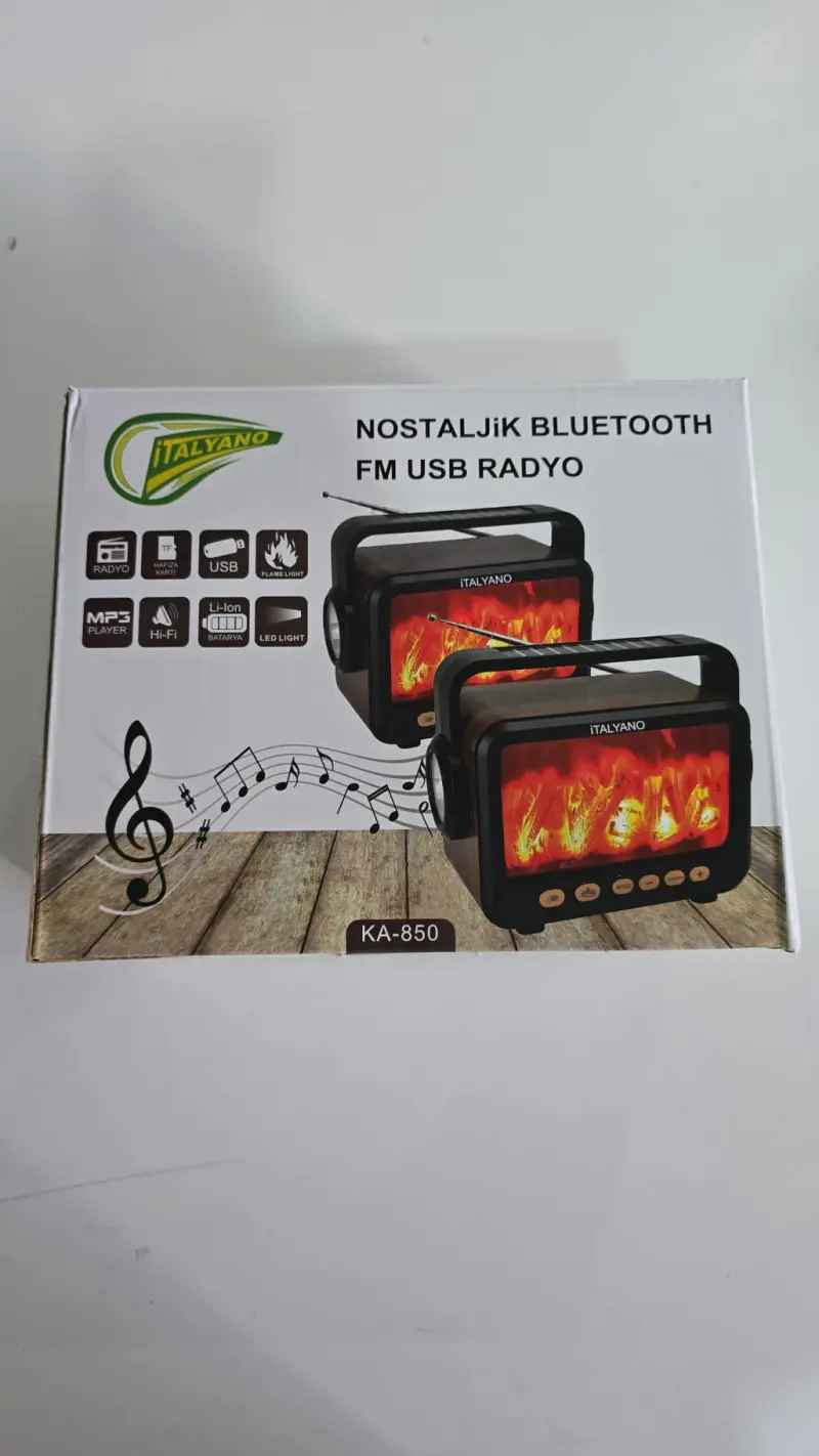 Nostaljik ŞÖMİNELİ Radyo Güneş Enerjili Bloetooth lu.